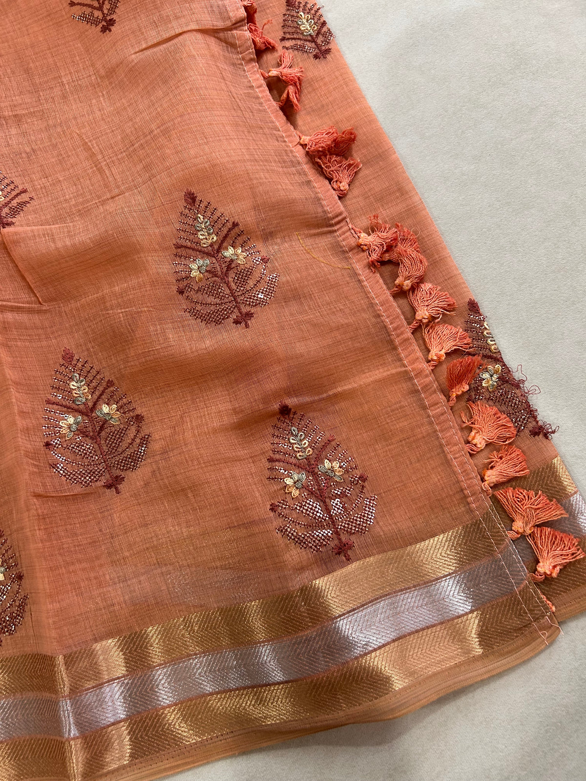 Aarohi Heritage Cotton Saree Botanical Floral Design
