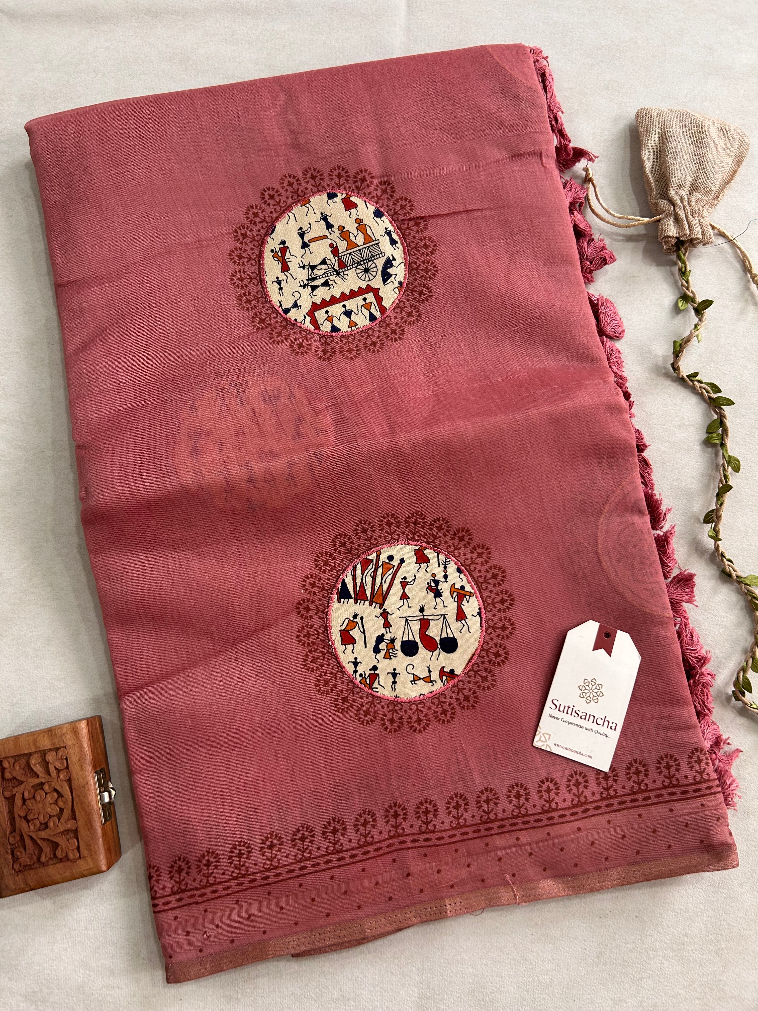 Tarini Heritage Cotton Saree Folk Art Ekkat Pallu Design