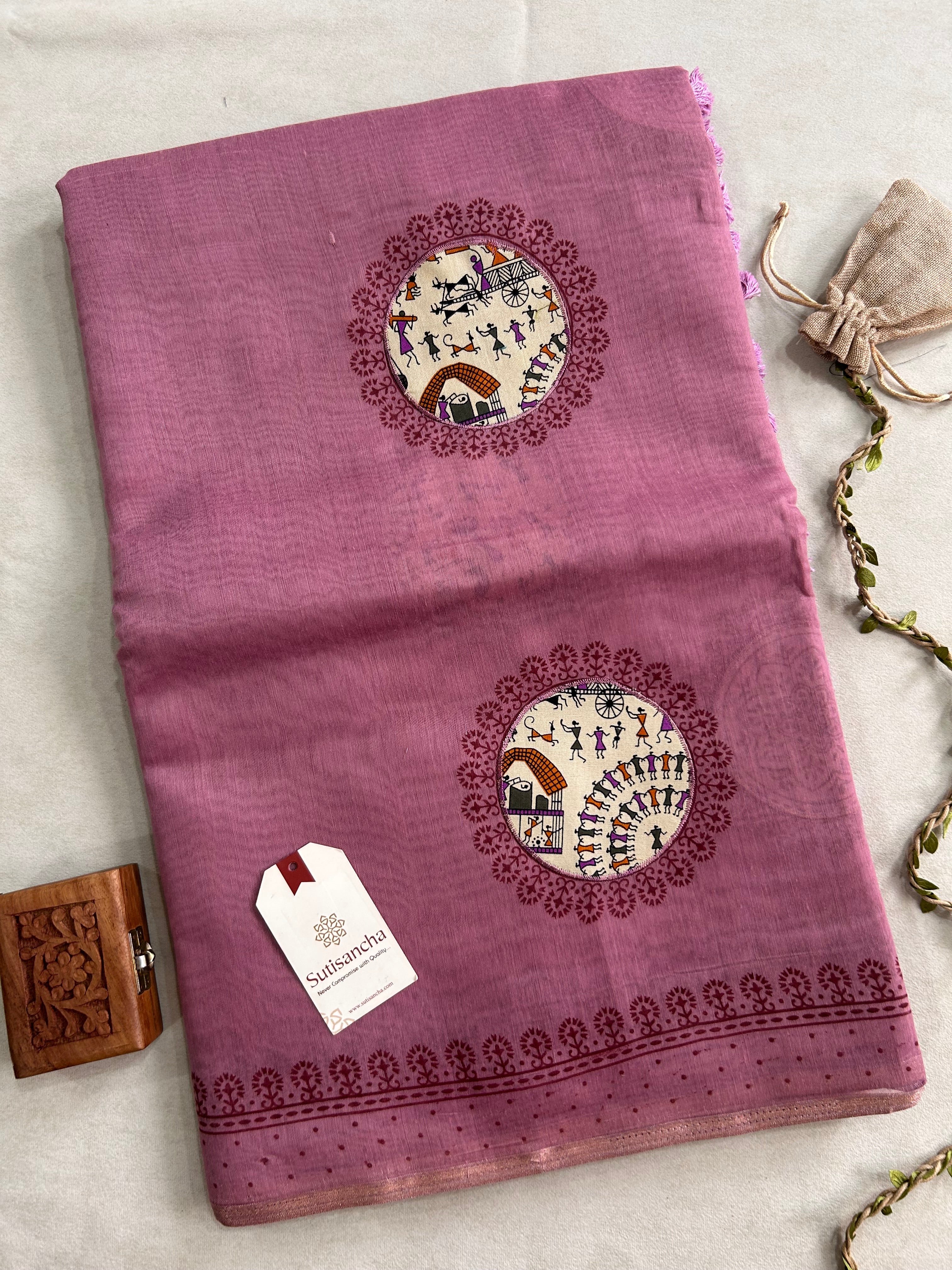 Tarini Heritage Cotton Saree Folk Art Ekkat Pallu Design