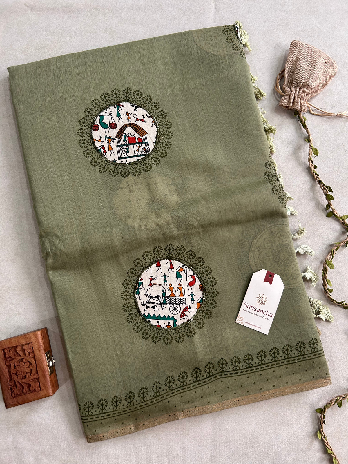 Tarini Heritage Cotton Saree Folk Art Ekkat Pallu Design
