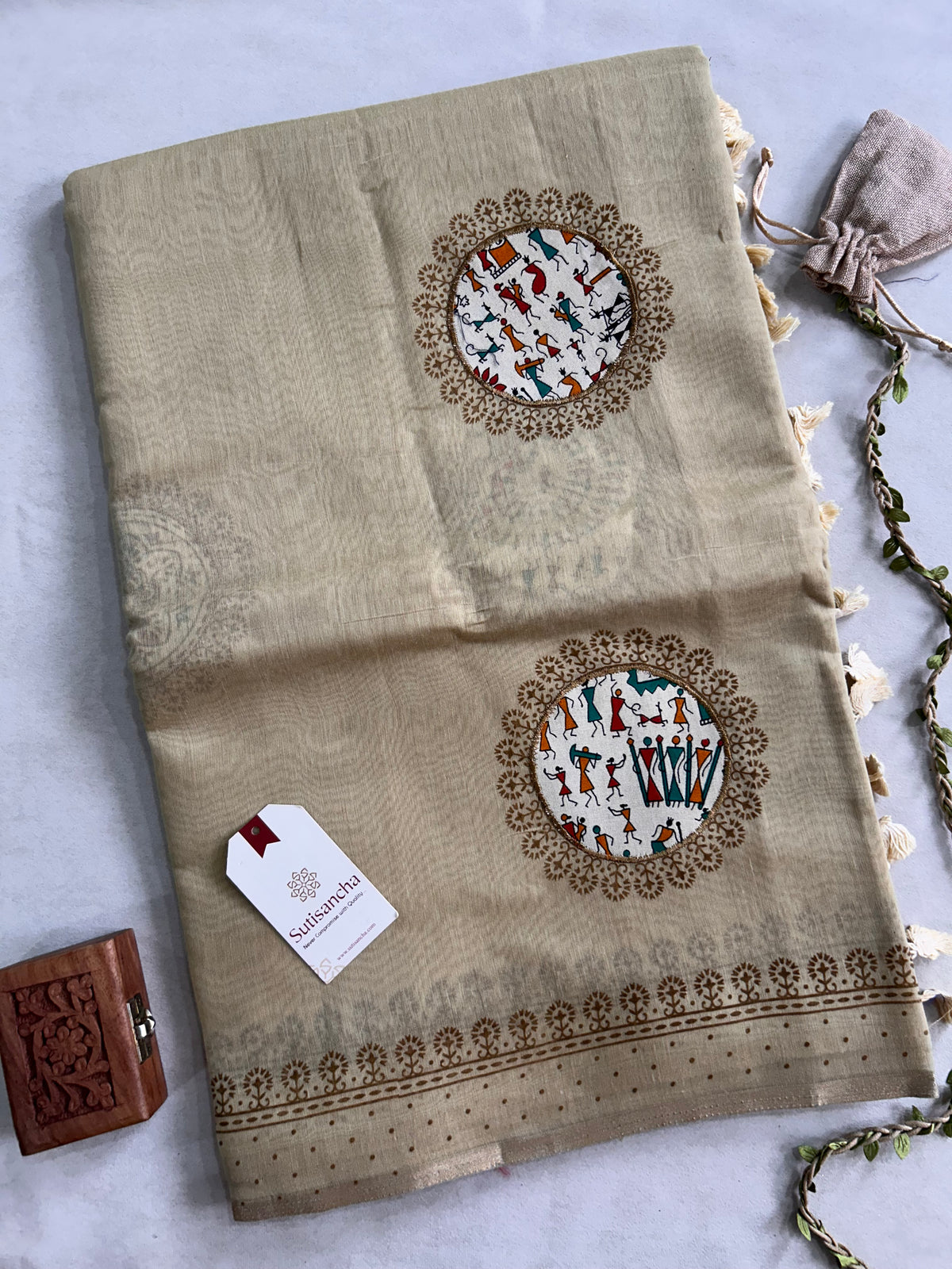 Tarini Heritage Cotton Saree Folk Art Ekkat Pallu Design