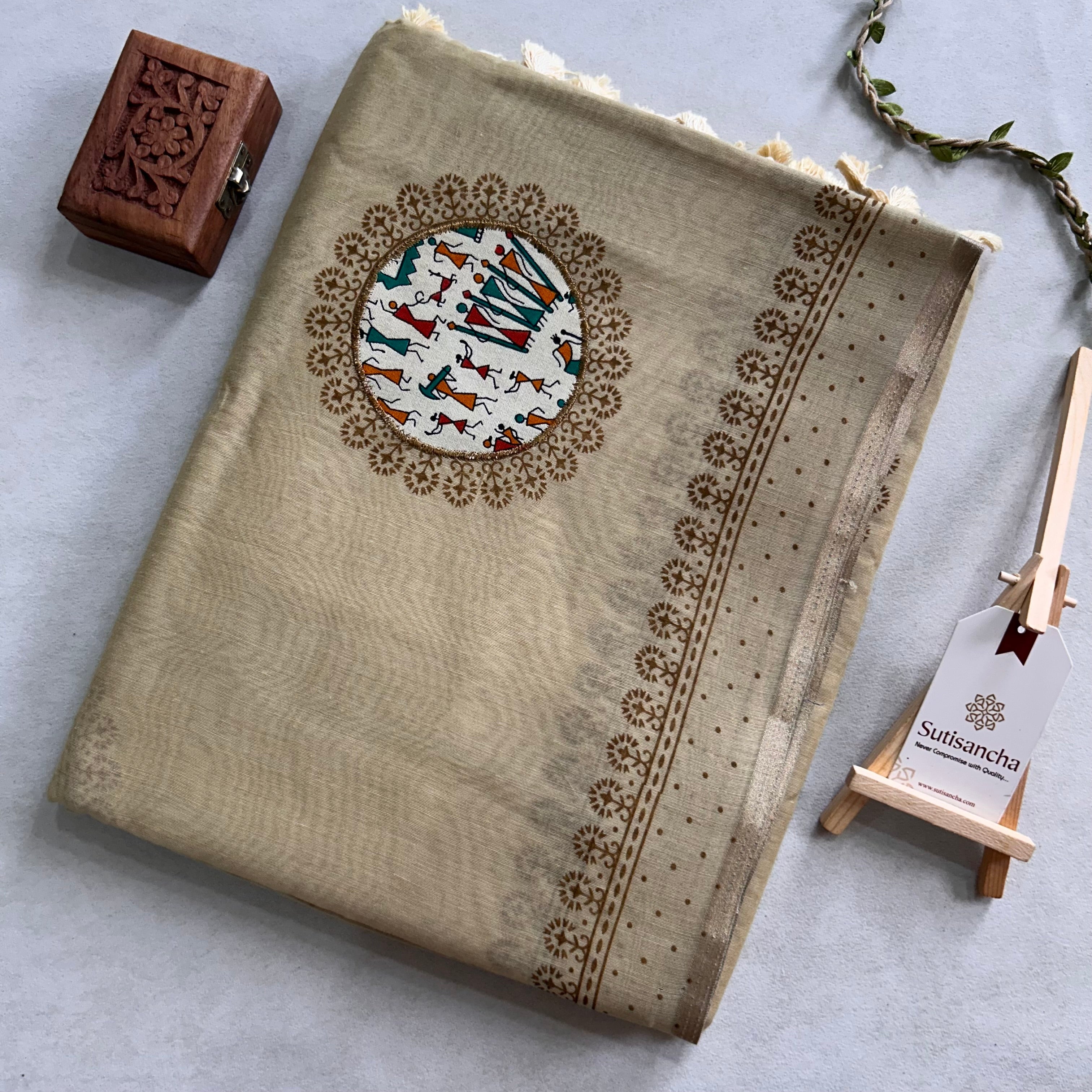 Tarini Heritage Cotton Saree Folk Art Ekkat Pallu Design