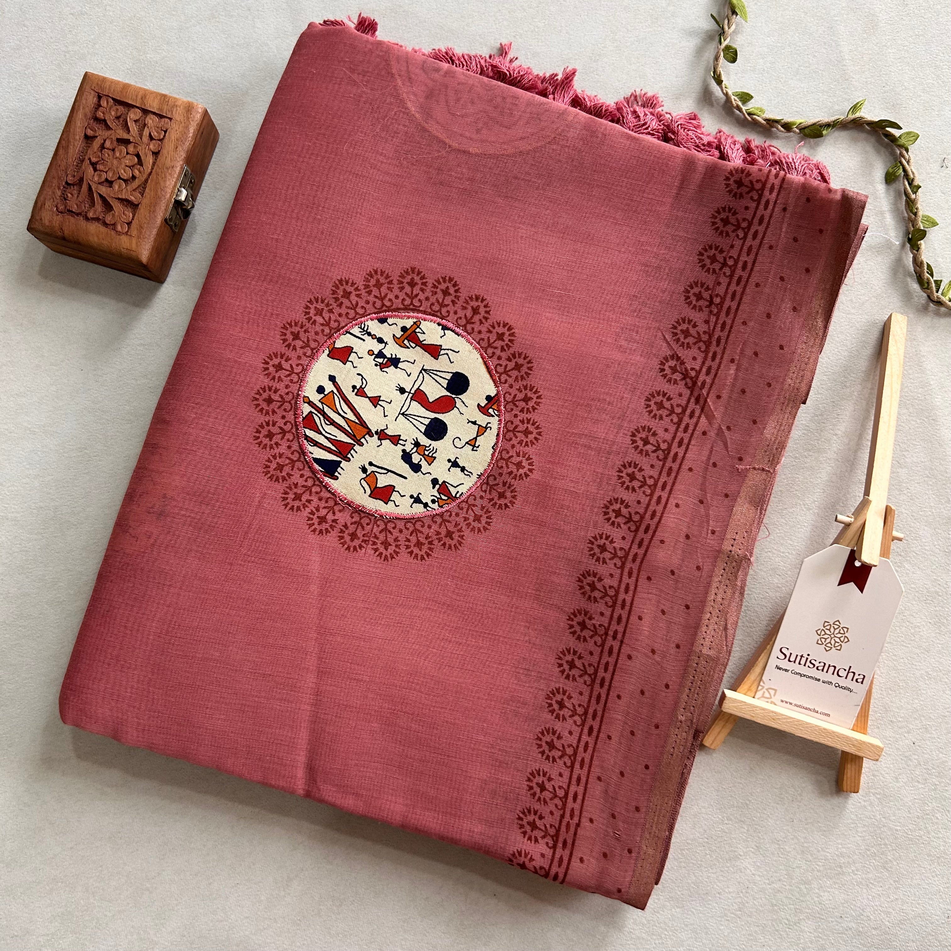 Tarini Heritage Cotton Saree Folk Art Ekkat Pallu Design