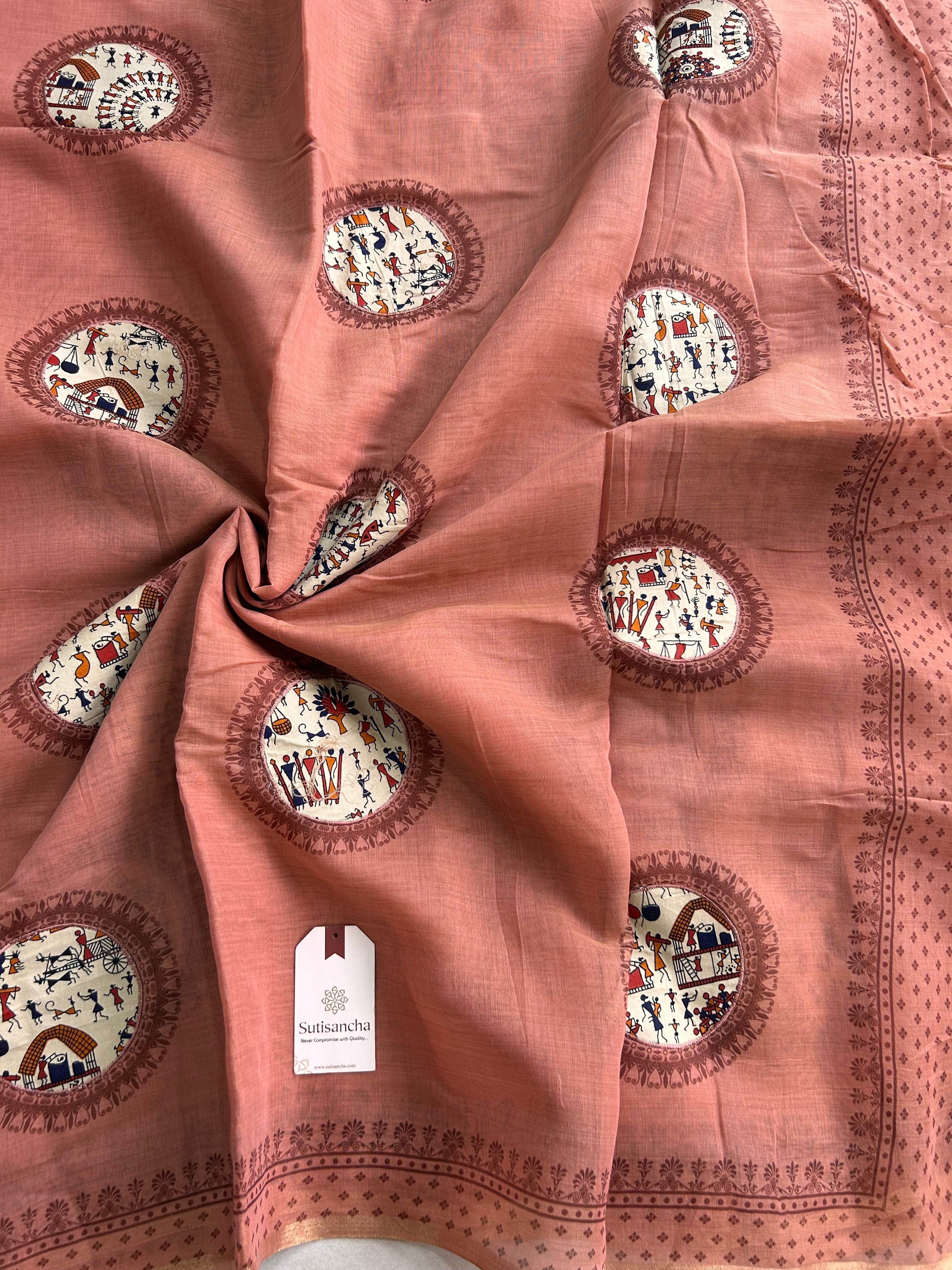 Tarini Heritage Cotton Saree Folk Art Ekkat Pallu Design