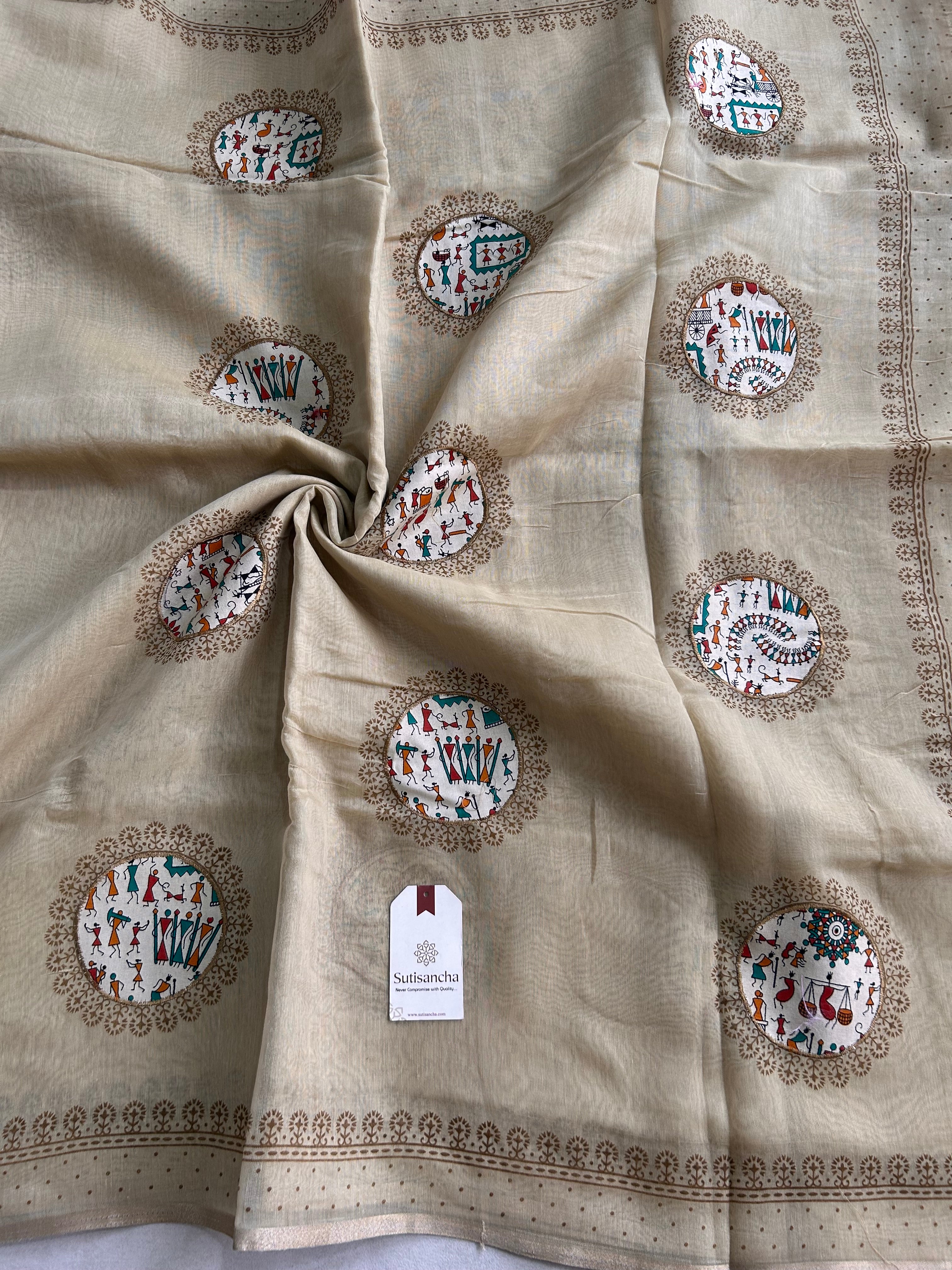Tarini Heritage Cotton Saree Folk Art Ekkat Pallu Design