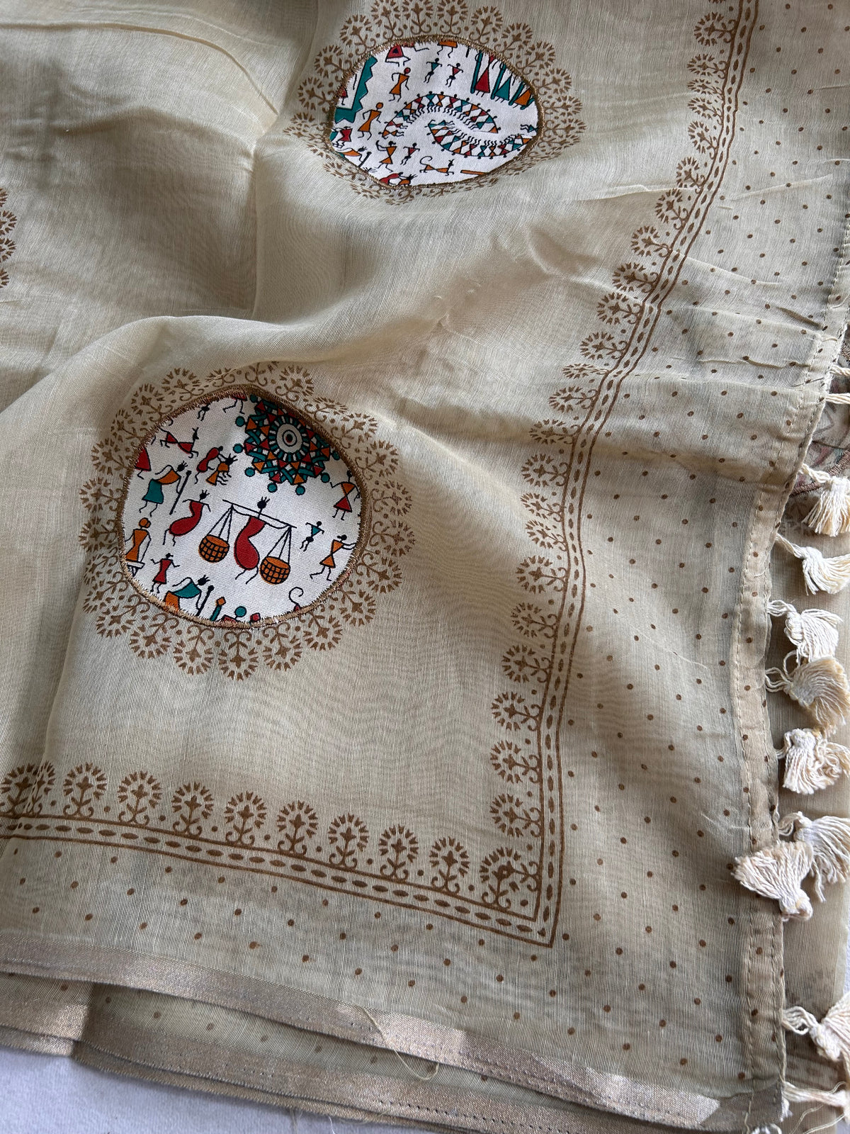 Tarini Heritage Cotton Saree Folk Art Ekkat Pallu Design