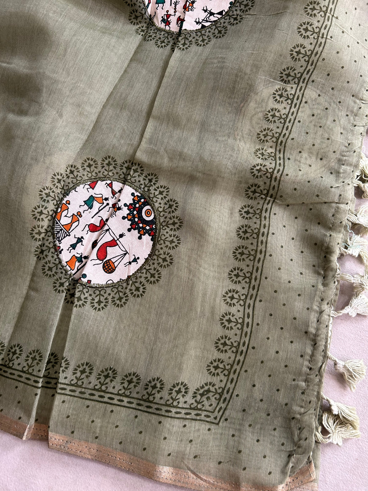 Tarini Heritage Cotton Saree Folk Art Ekkat Pallu Design