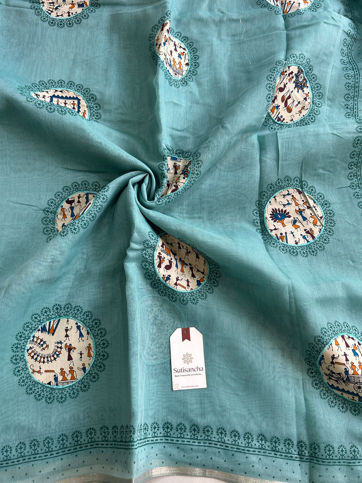 Tarini Heritage Cotton Saree Folk Art Ekkat Pallu Design