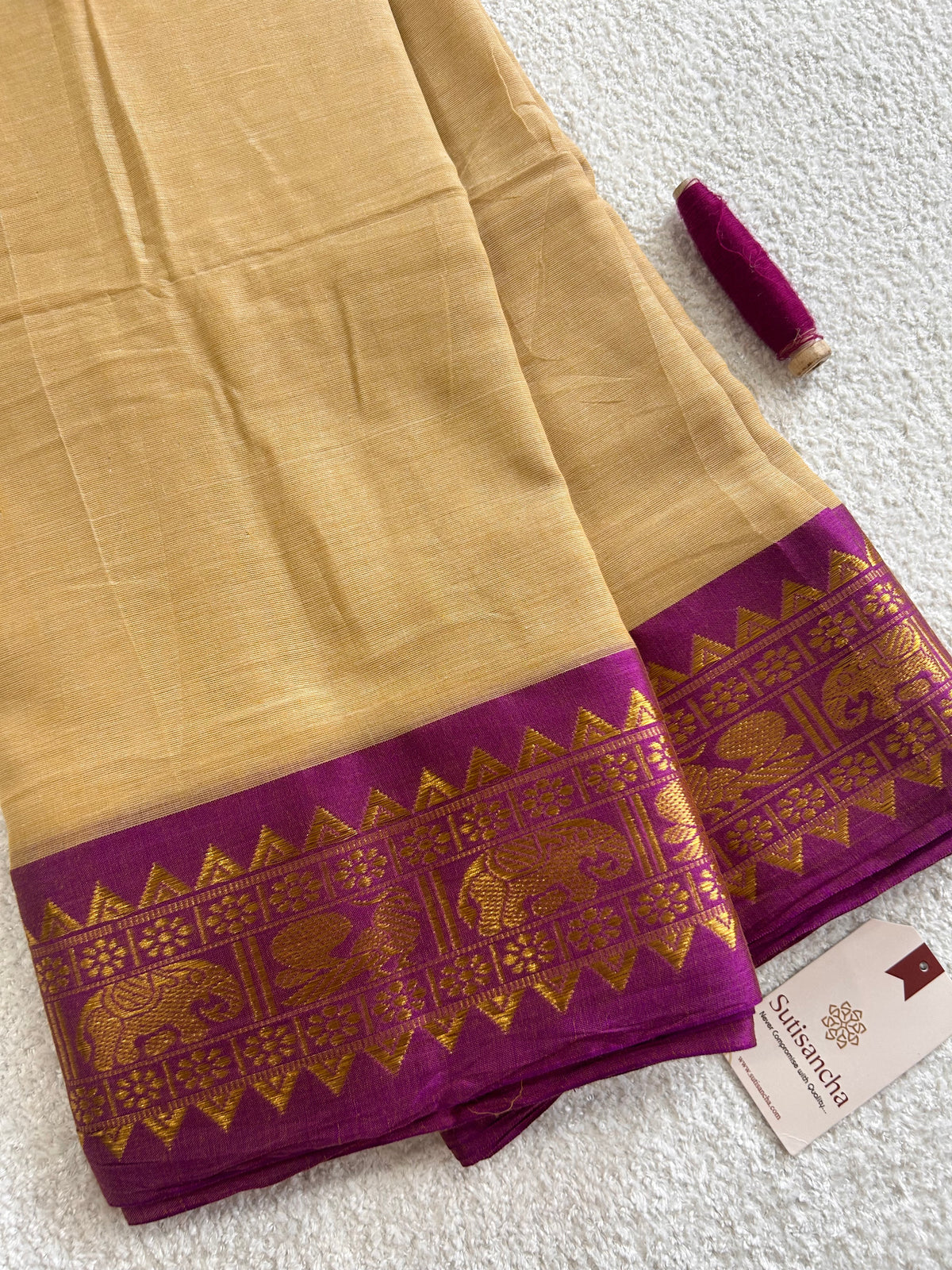 Mulaya Heritage Mul Cotton Saree Ornamental Contrast Border