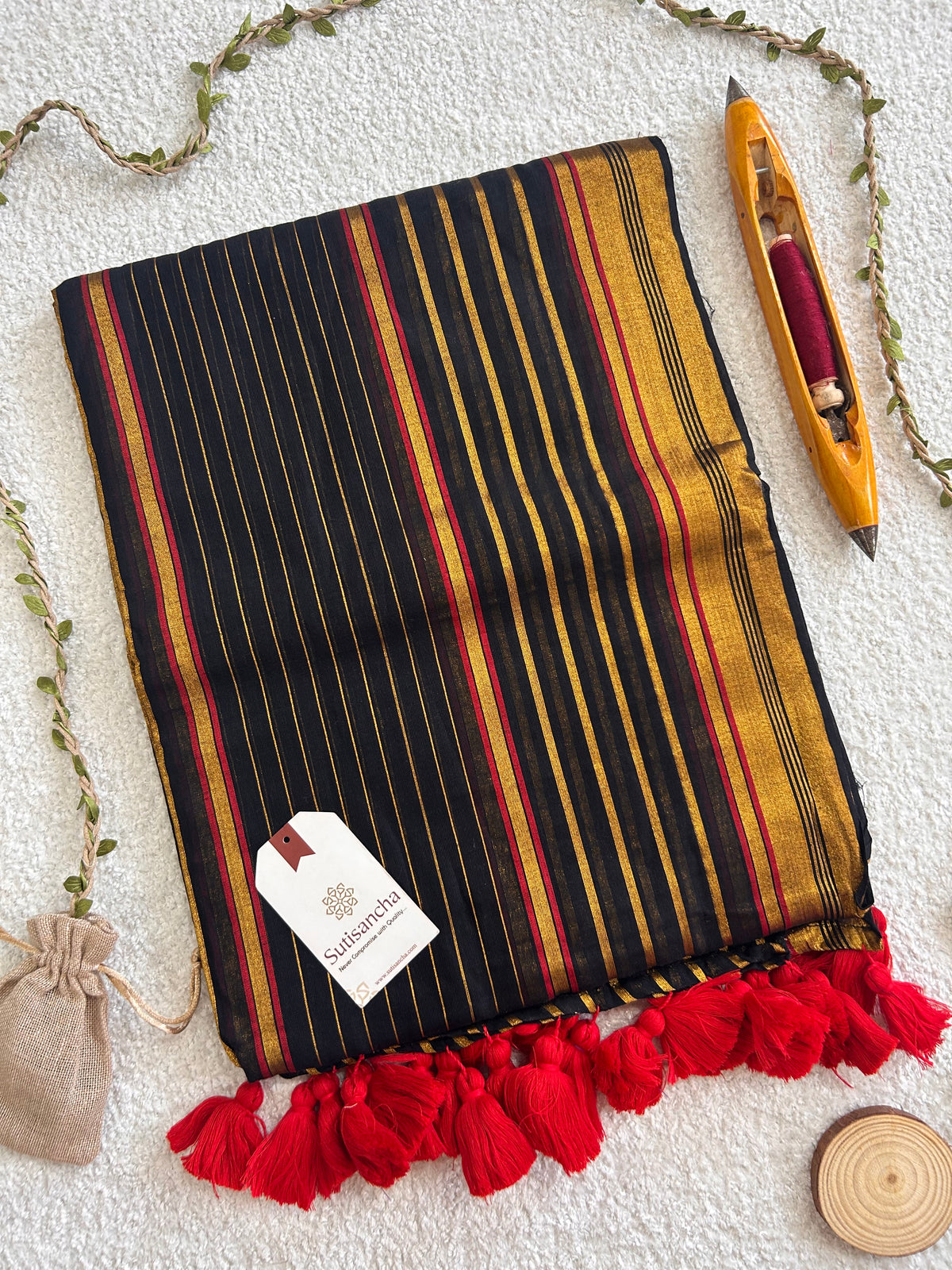Mulaya Mul Cotton Saree Classic Zari Stripe Design
