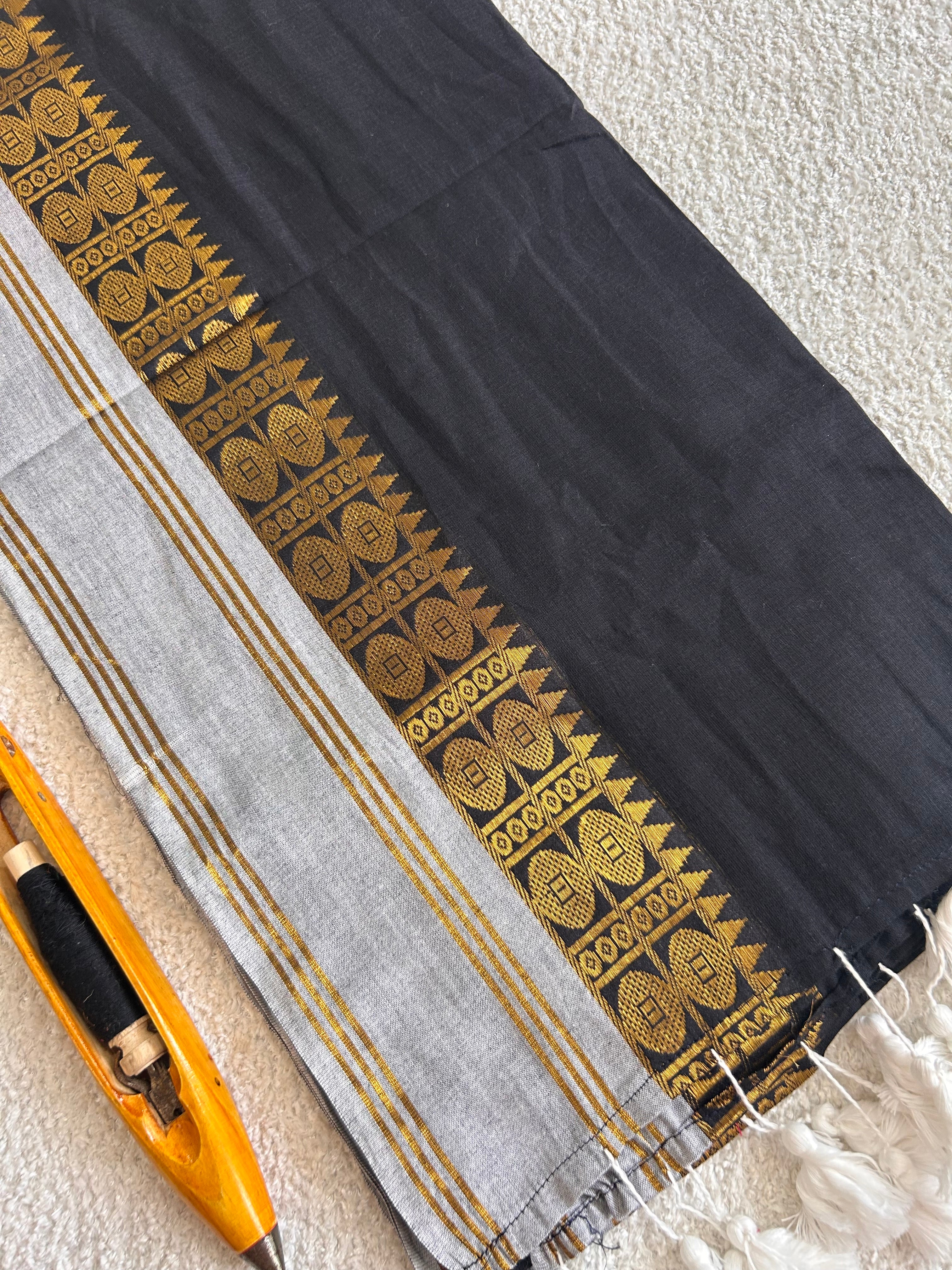 Mulaya Heritage Mul Cotton Saree Geometric Zari Border