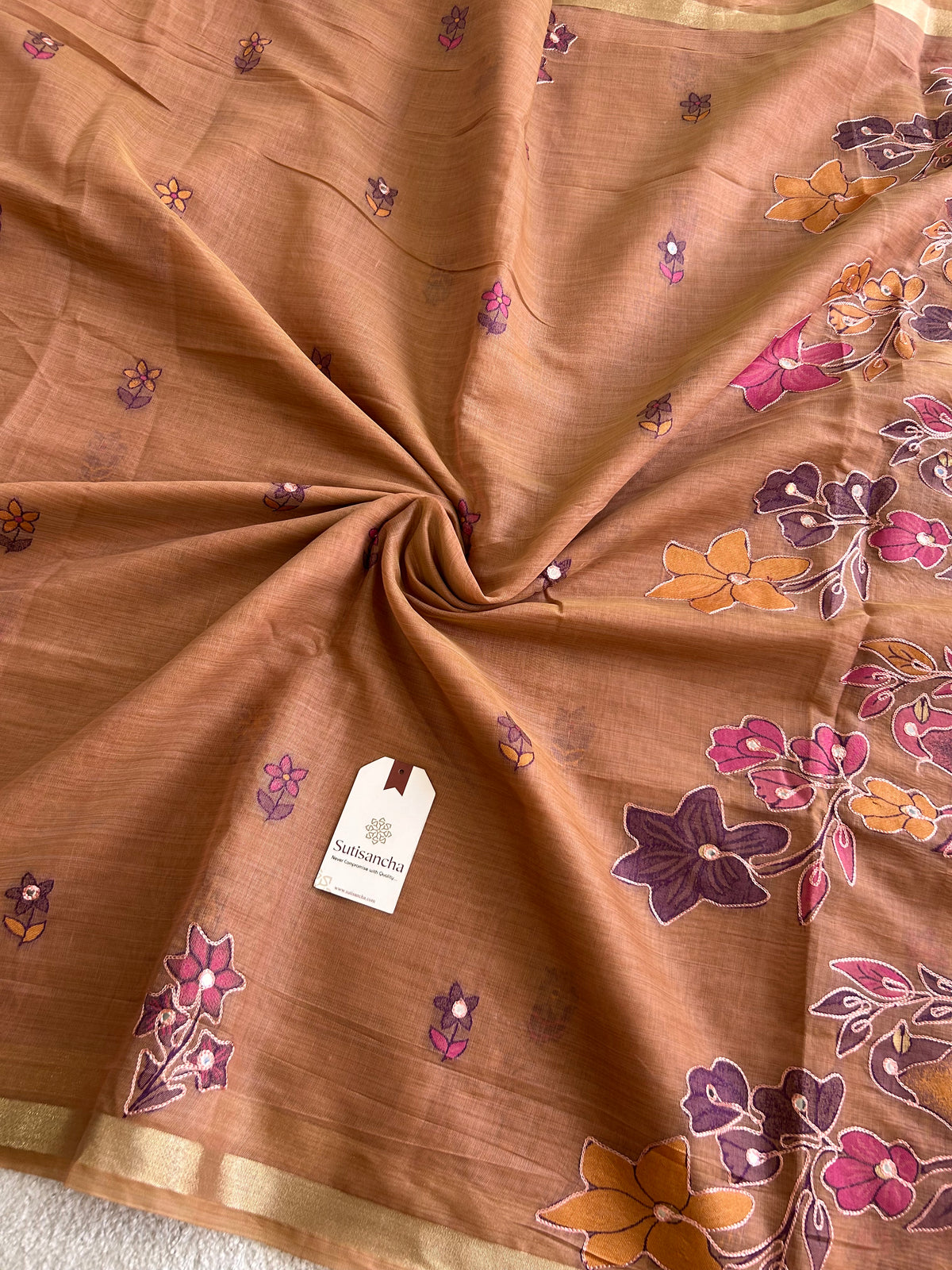Vihanga Cotton Saree Bird Floral Design