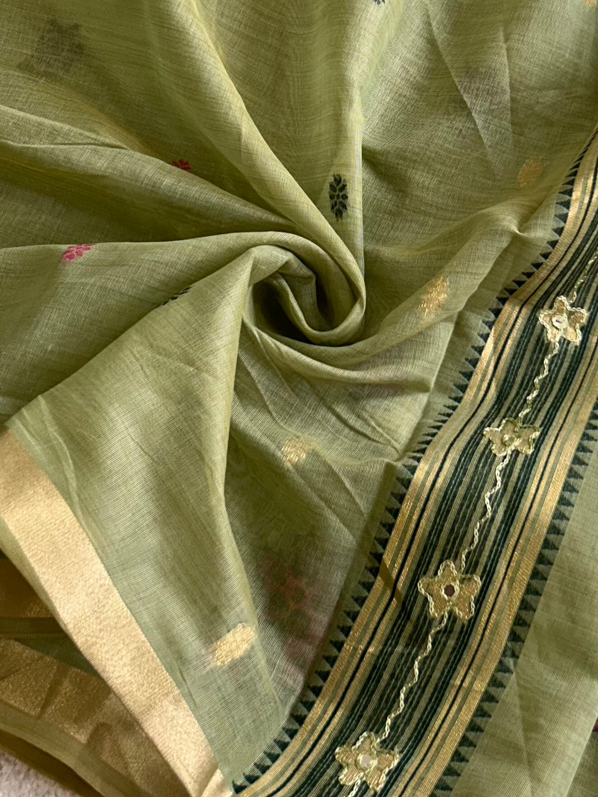 Vihanga Cotton Saree Bird Floral Design