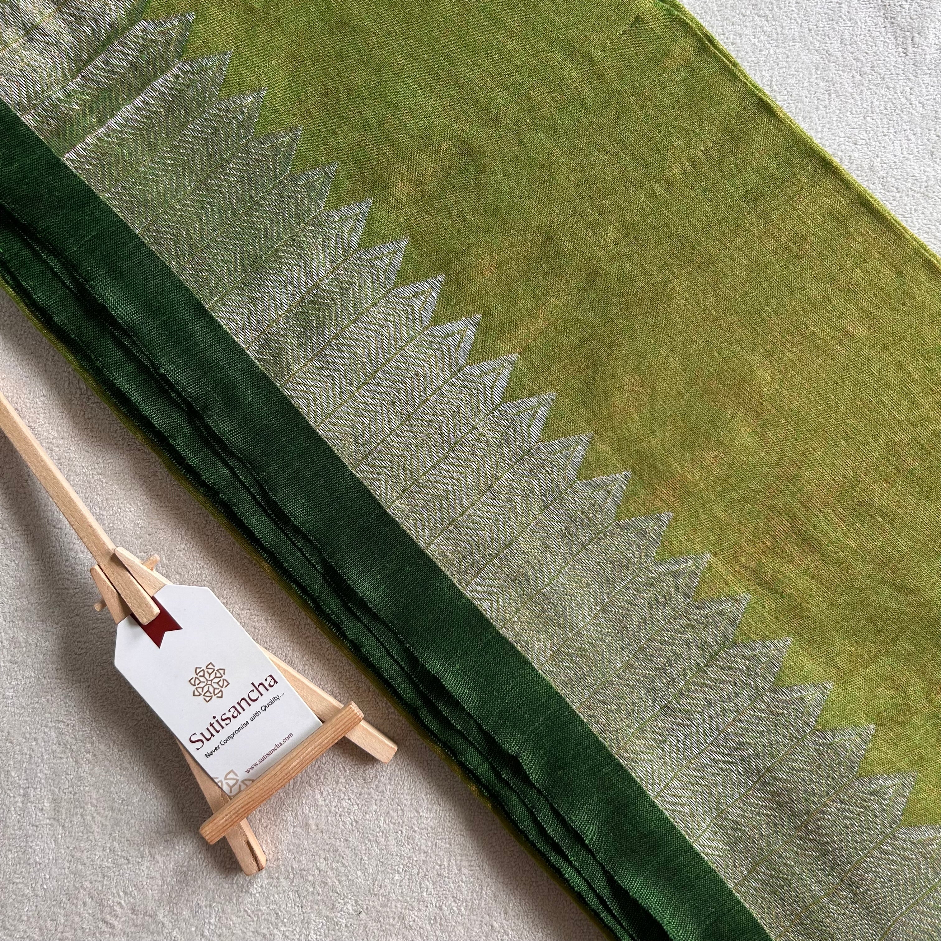 Sutisancha Parrot Handloom Designer Tissue Saree