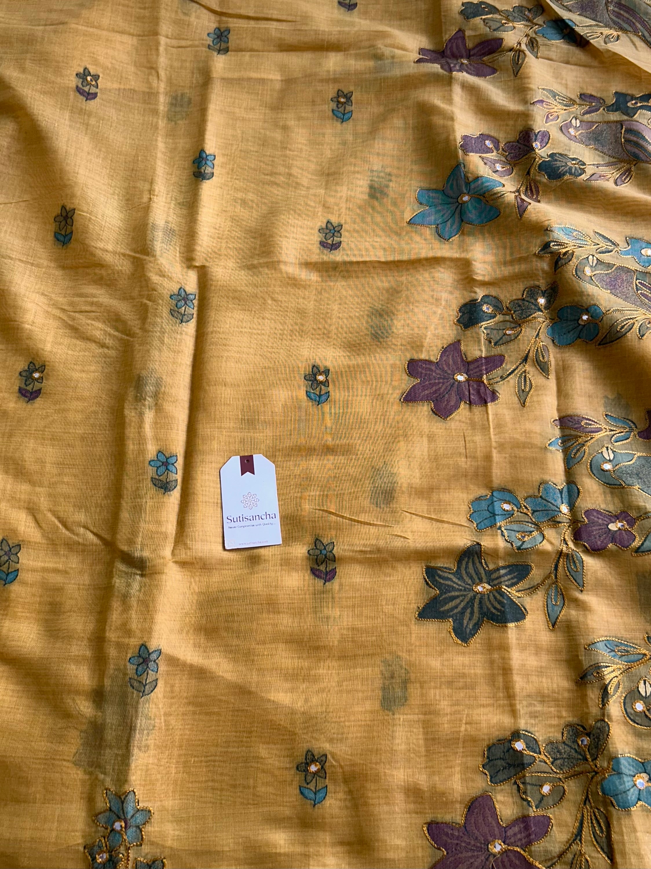 Vihanga Cotton Saree Bird Floral Design