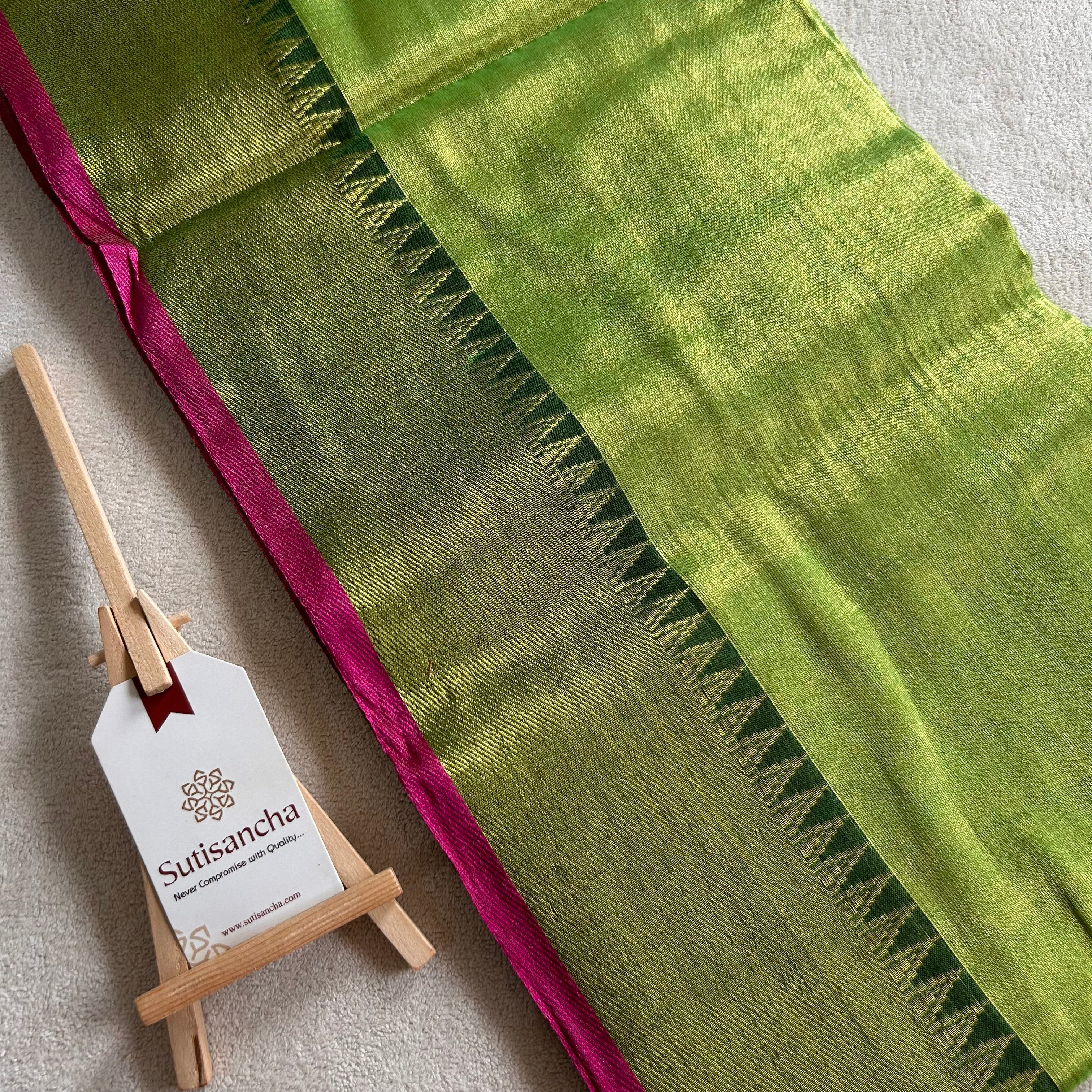 Sutisancha Parrot Handloom Tissue Saree