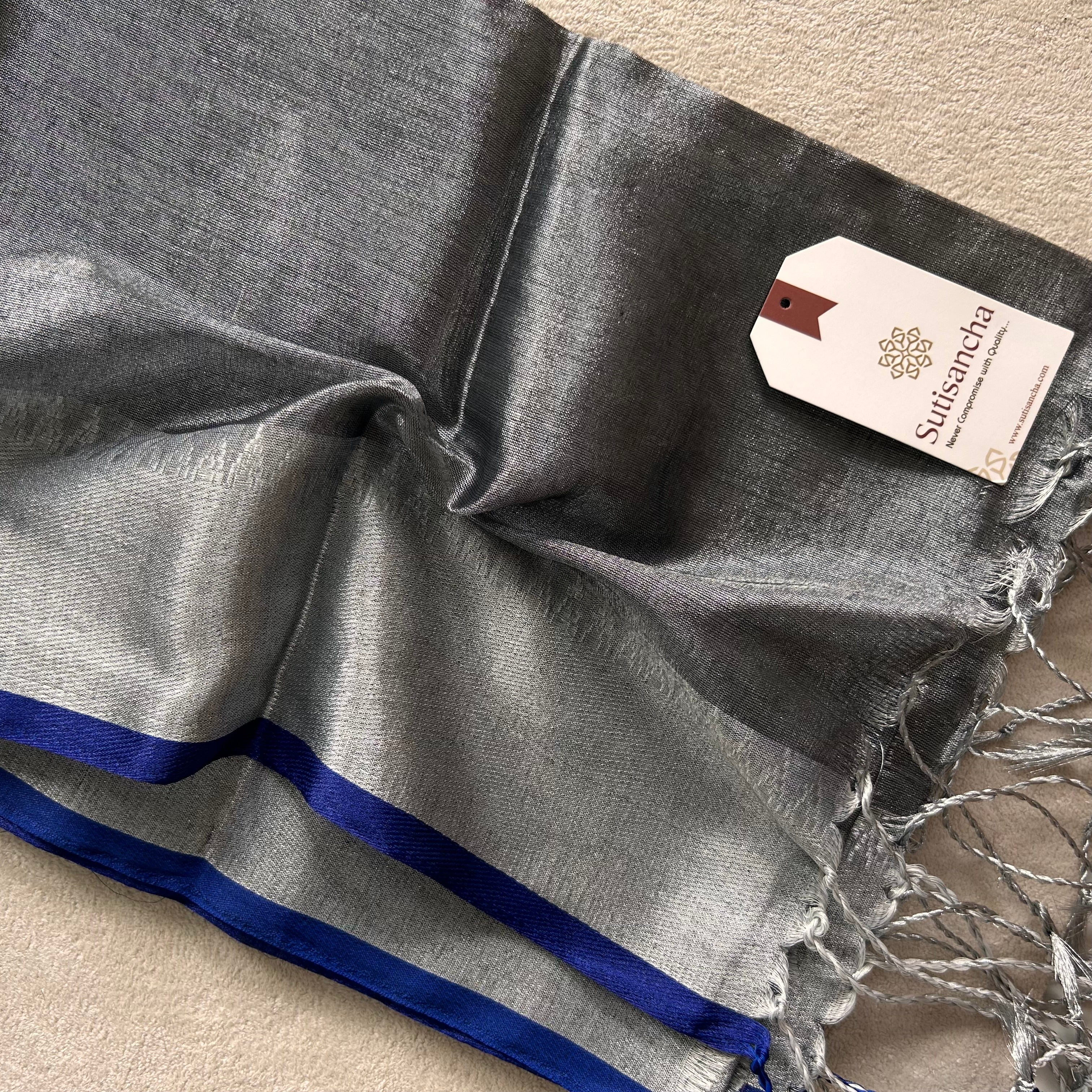 Sutisancha Gray Handloom Tissue Saree