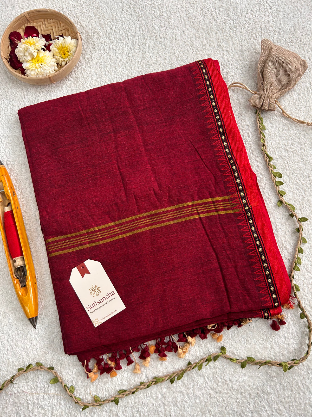 Ruhika Heritage Border Pure Mul Cotton Handloom Saree