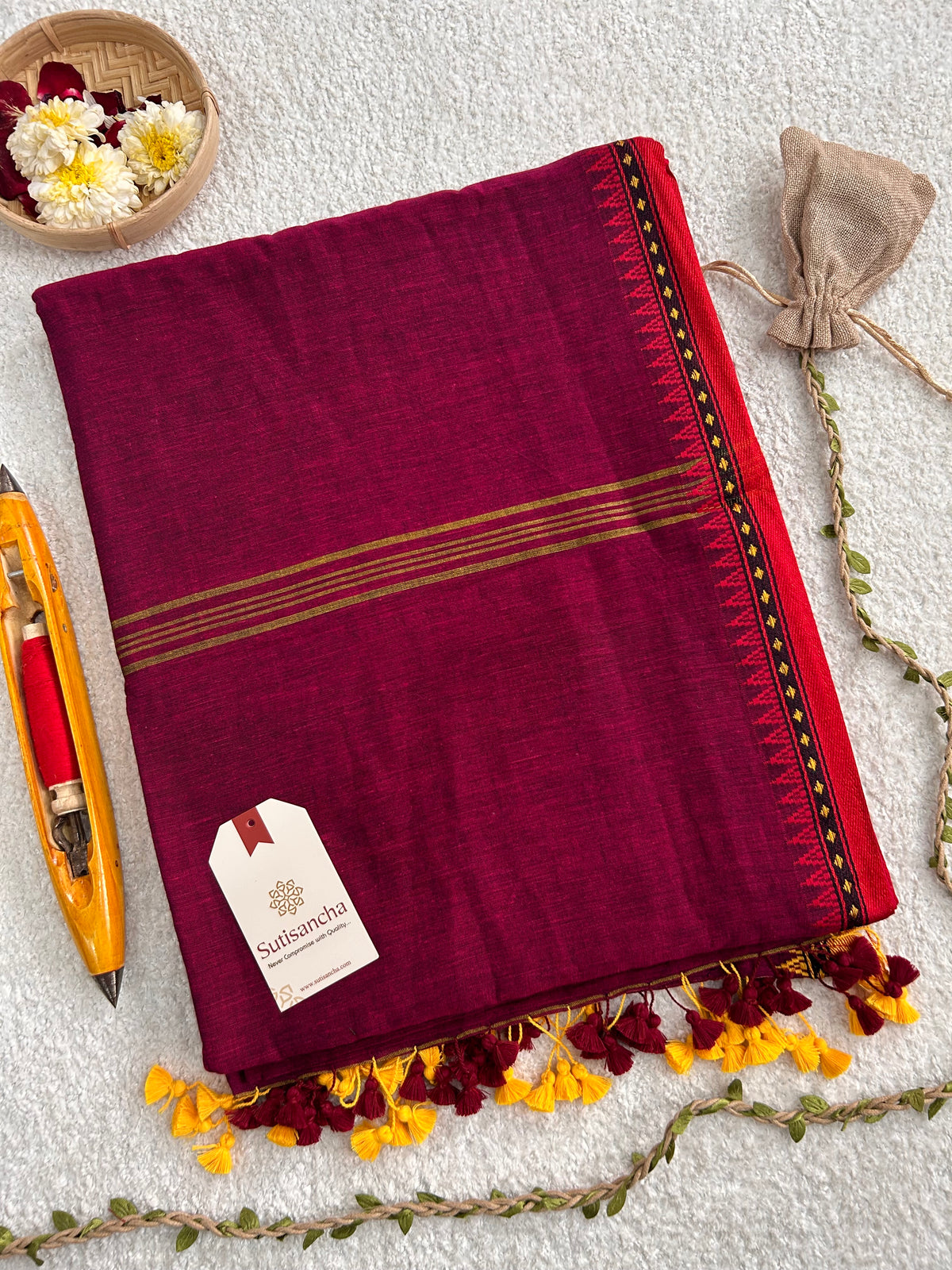 Ruhika Heritage Border Pure Mul Cotton Handloom Saree