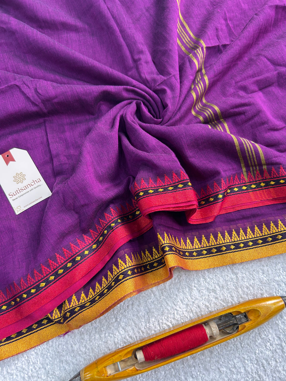 Ruhika Heritage Border Pure Mul Cotton Handloom Saree
