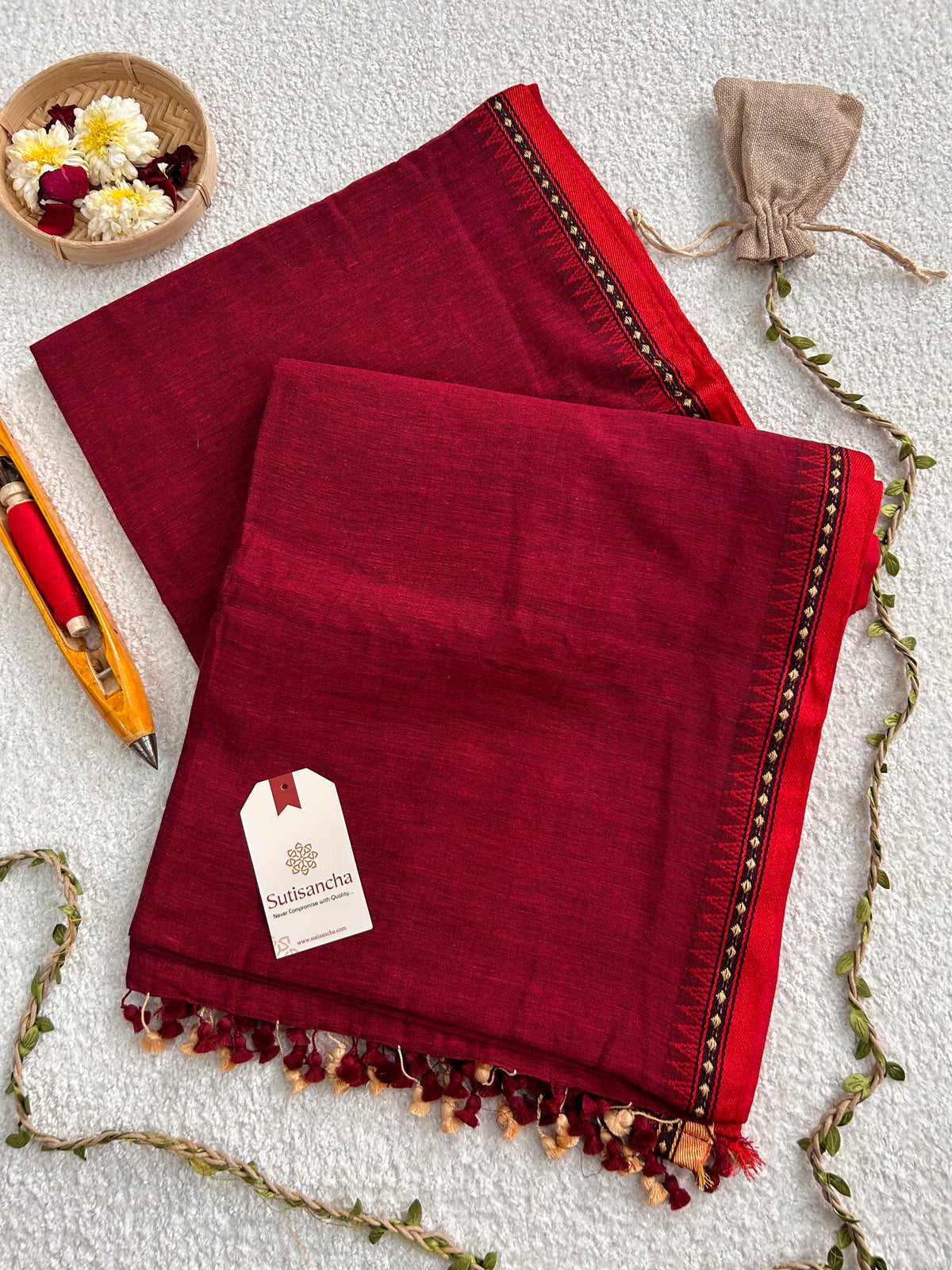 Ruhika Heritage Border Pure Mul Cotton Handloom Saree