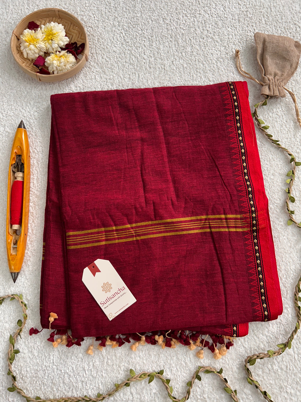 Ruhika Heritage Border Pure Mul Cotton Handloom Saree