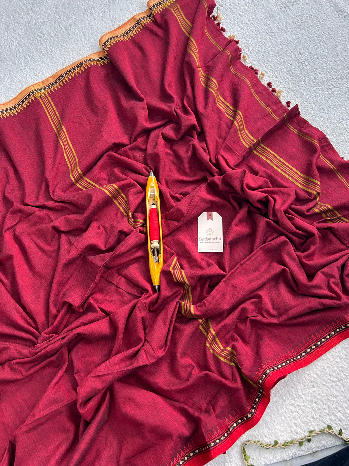 Ruhika Heritage Border Pure Mul Cotton Handloom Saree
