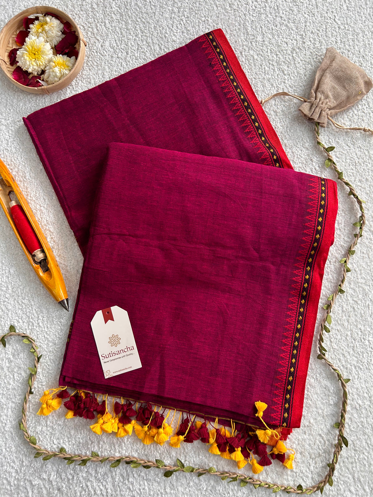 Ruhika Heritage Border Pure Mul Cotton Handloom Saree