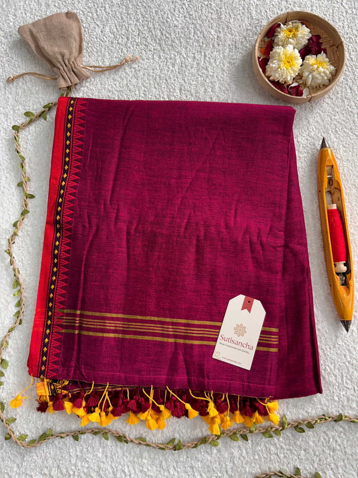 Ruhika Heritage Border Pure Mul Cotton Handloom Saree