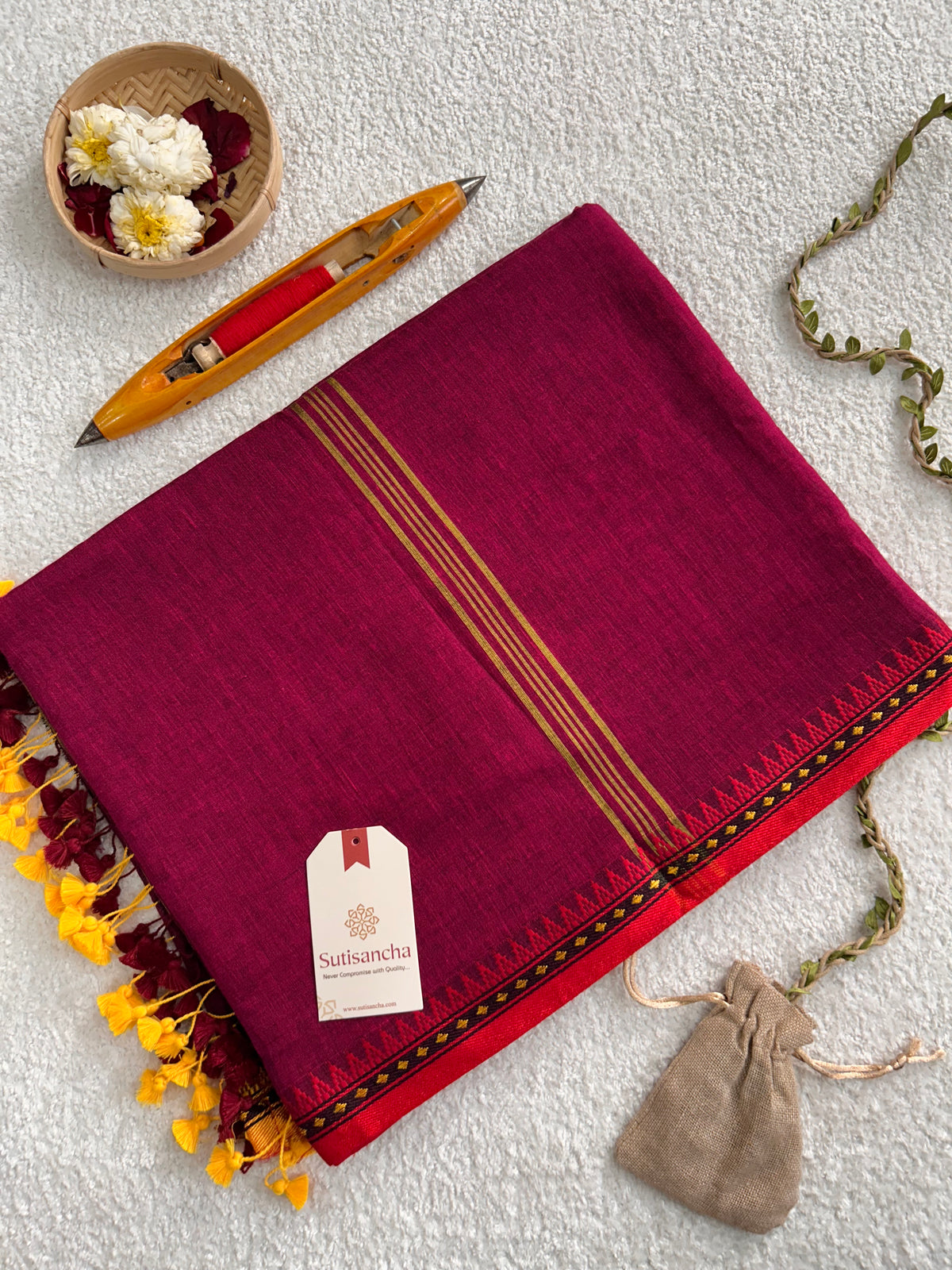 Ruhika Heritage Border Pure Mul Cotton Handloom Saree