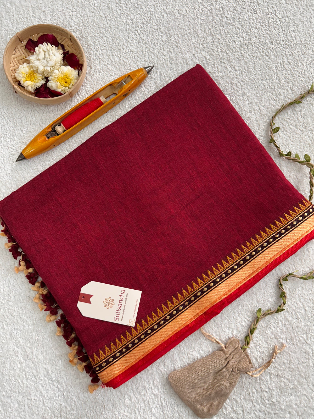 Ruhika Heritage Border Pure Mul Cotton Handloom Saree