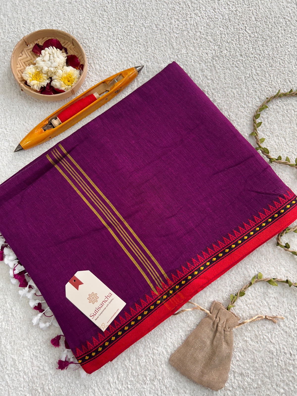 Ruhika Heritage Border Pure Mul Cotton Handloom Saree