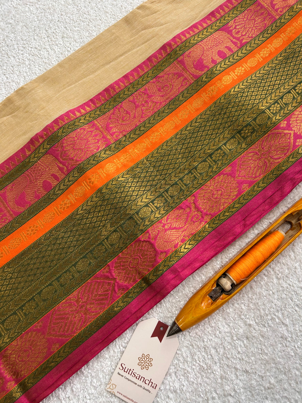 Mulaya Regal Heritage Zari Border Pure Mul Cotton Saree