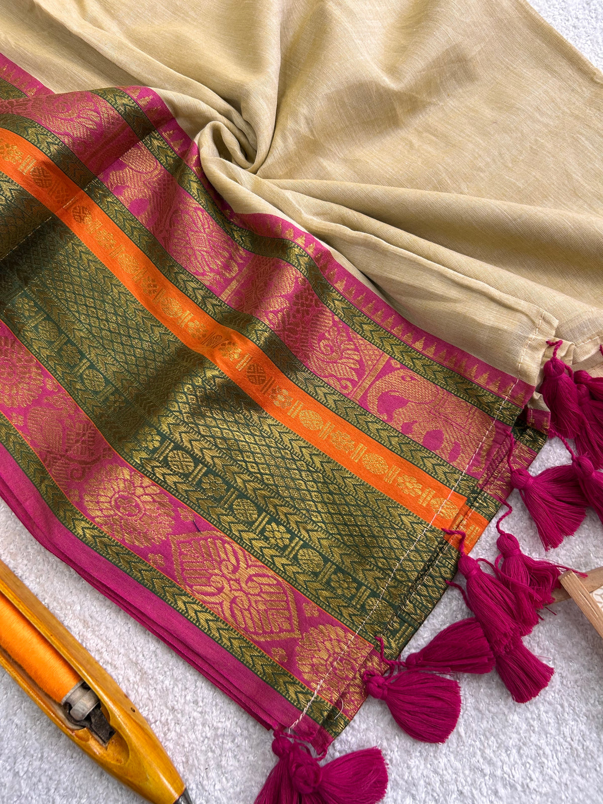 Mulaya Regal Heritage Zari Border Pure Mul Cotton Saree