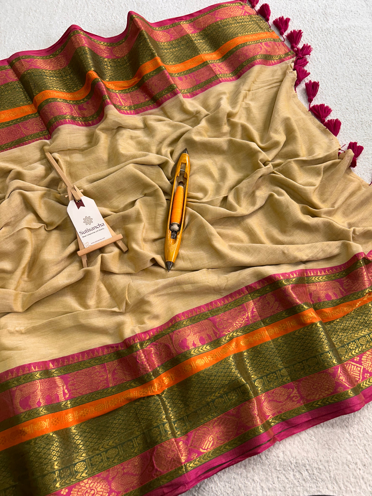 Mulaya Regal Heritage Zari Border Pure Mul Cotton Saree