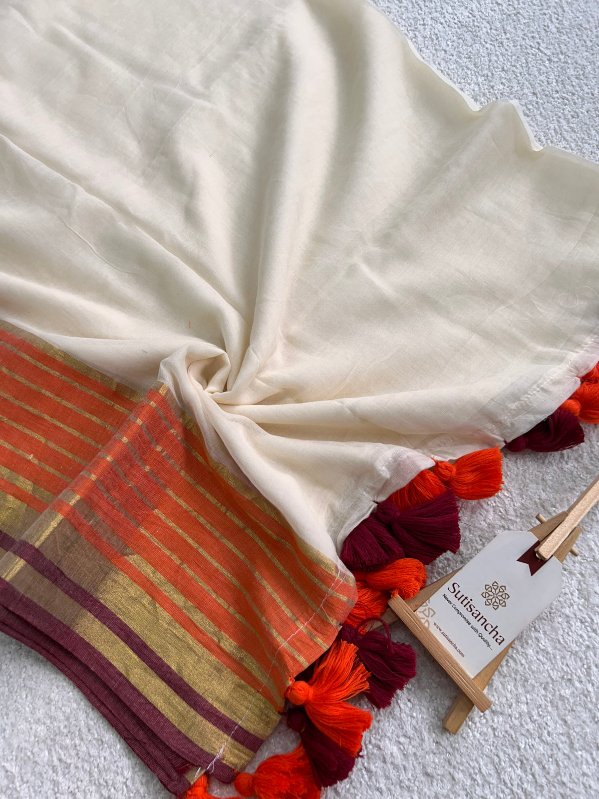 Mulaya Linear Zari Panel Pure Mul Cotton Saree