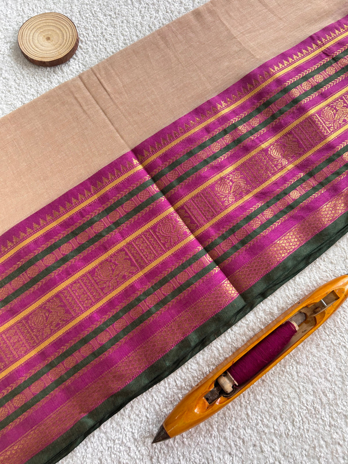 Mulaya Heritage Ornamental Zari Border Pure Mul Cotton Saree