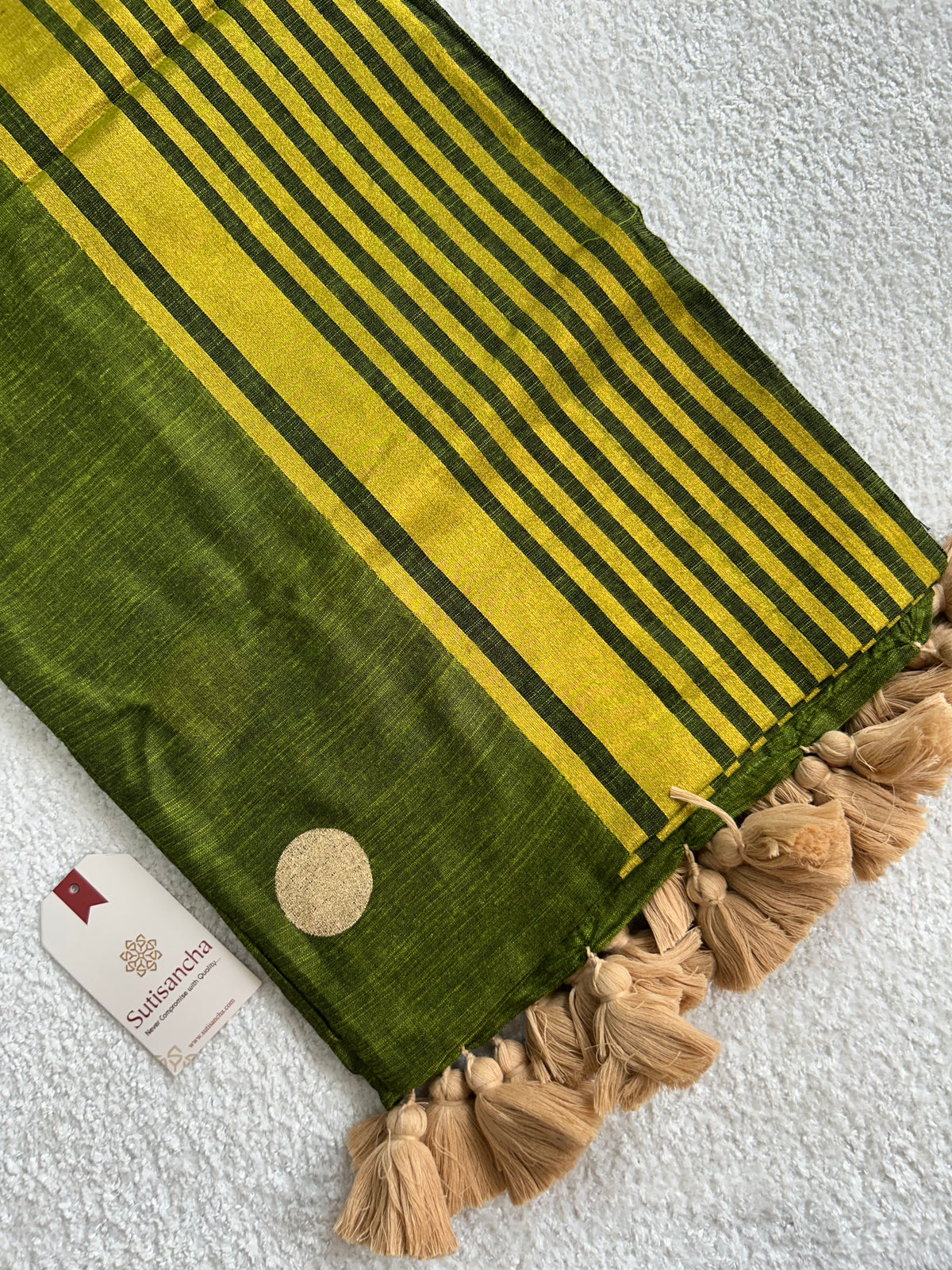 Kumud Zari Polka Multi Line Border Pure Mul Cotton Saree
