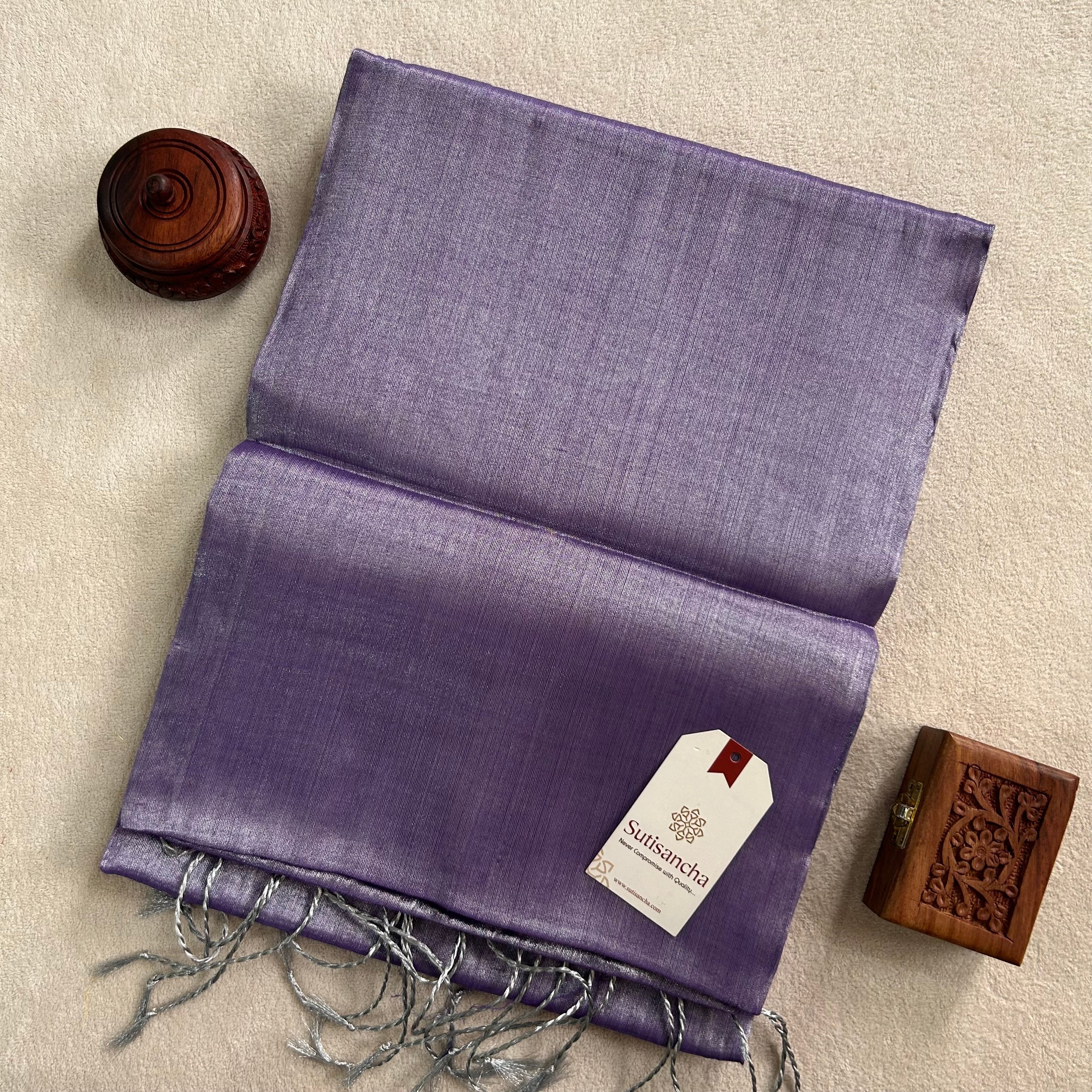 Sutisancha Lavender Handloom Tissue Saree