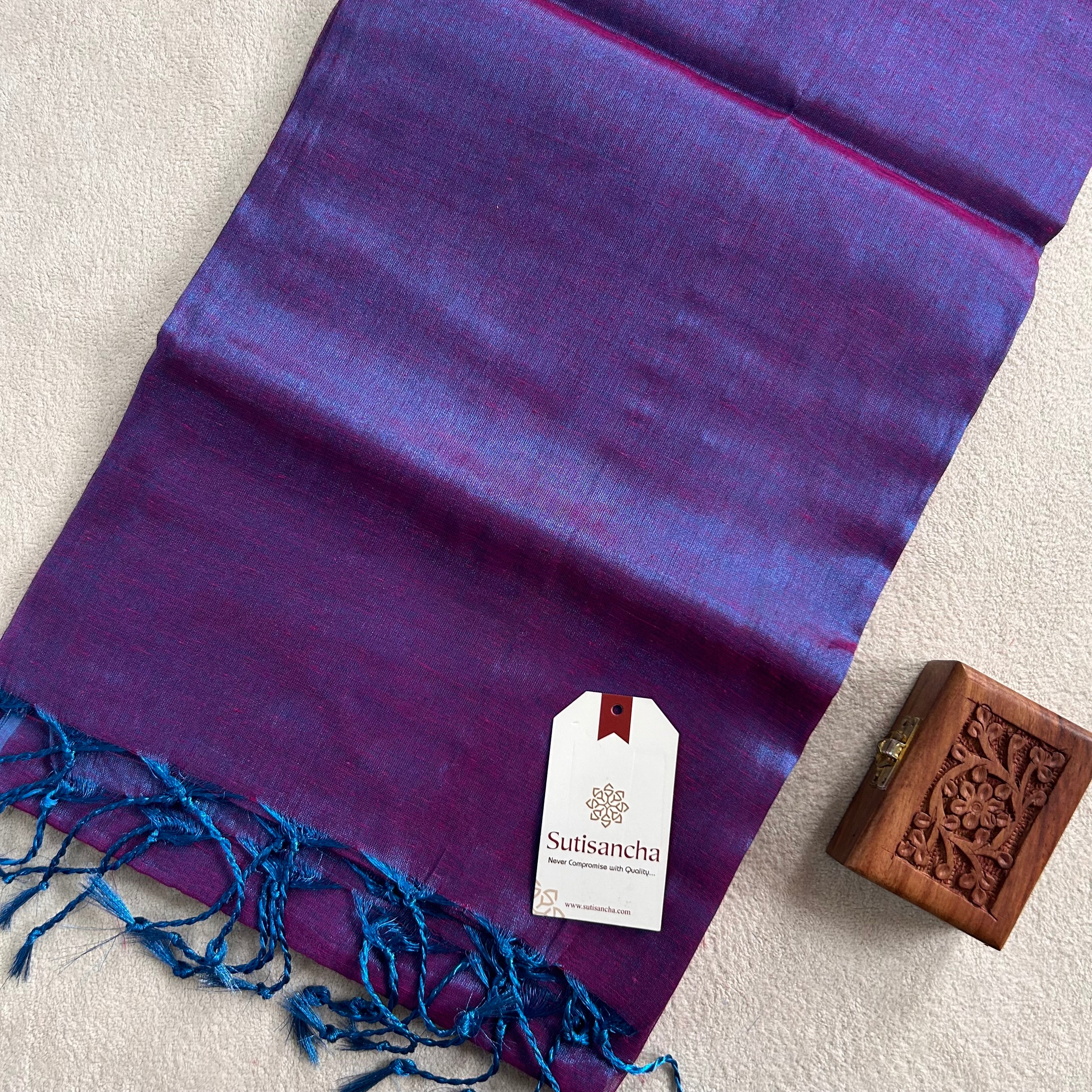 Sutisancha Dual Purple Handloom Tissue Saree