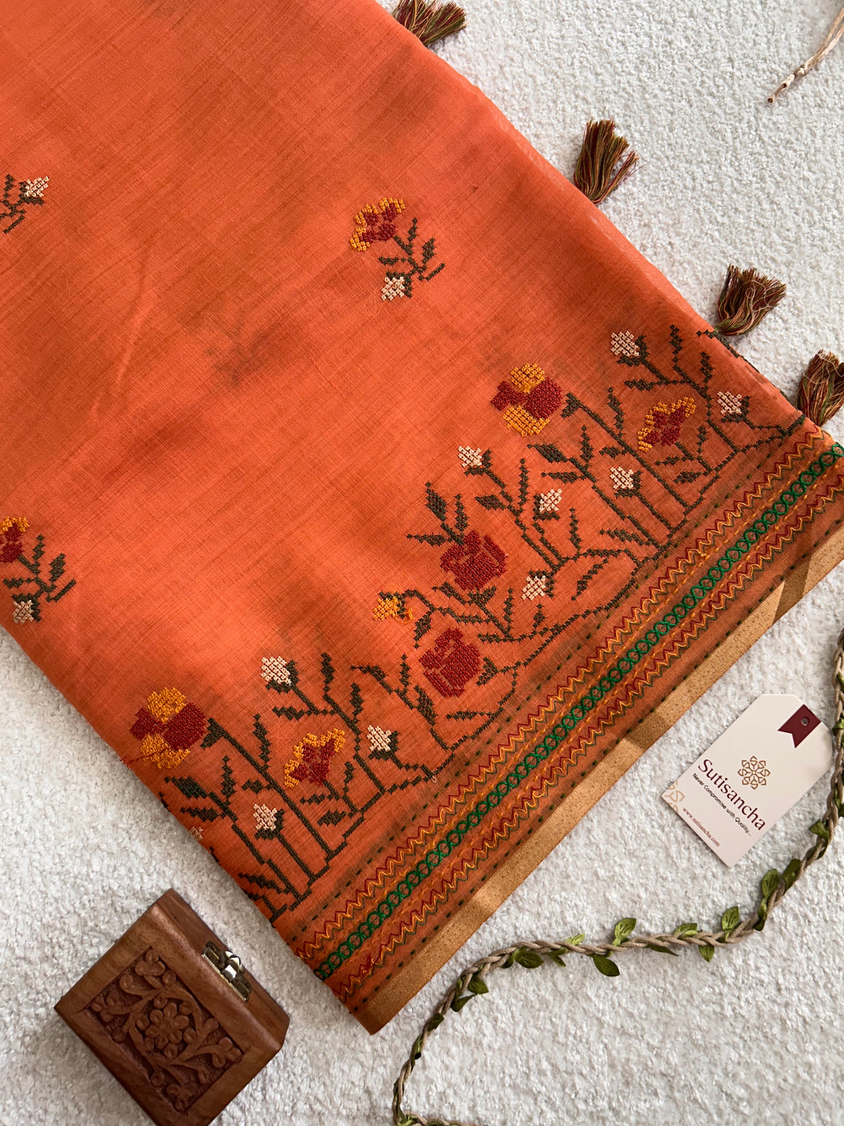 Kusuma Floral Garden Border Classic Cotton Saree