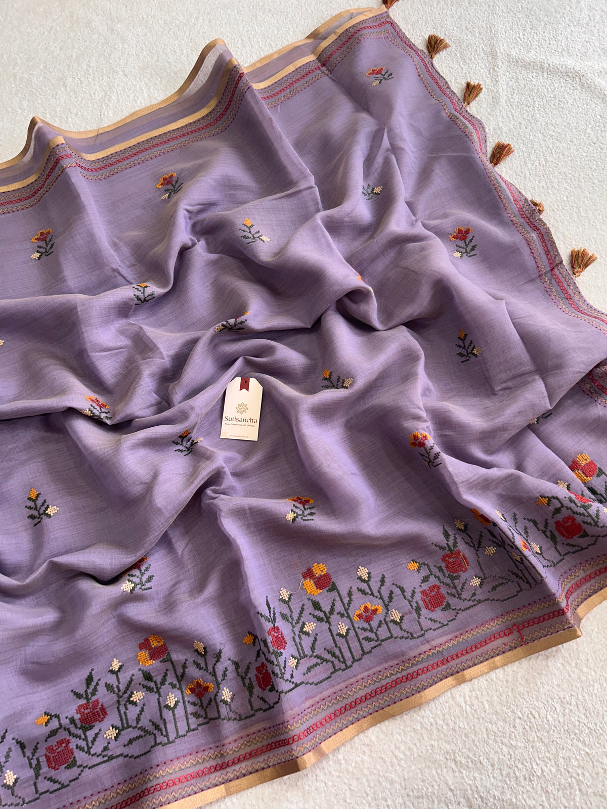 Kusuma Floral Garden Border Classic Cotton Saree