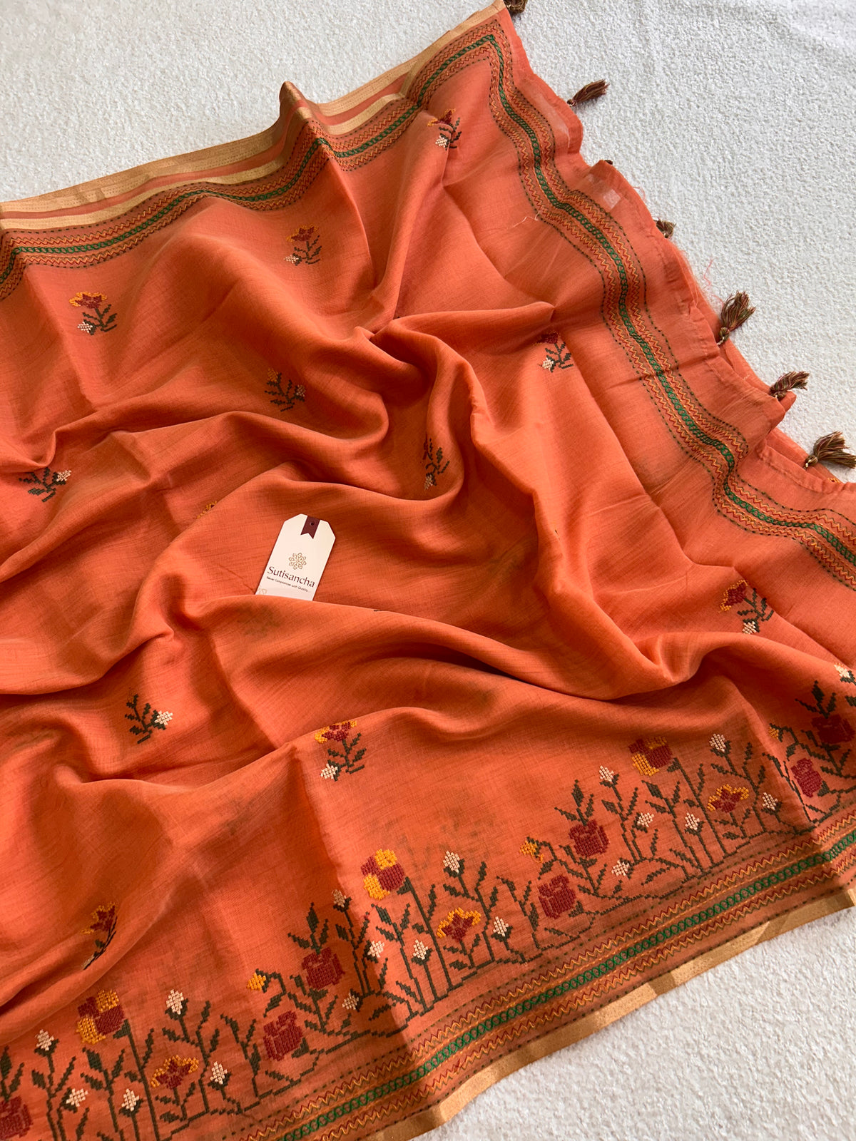 Kusuma Floral Garden Border Classic Cotton Saree
