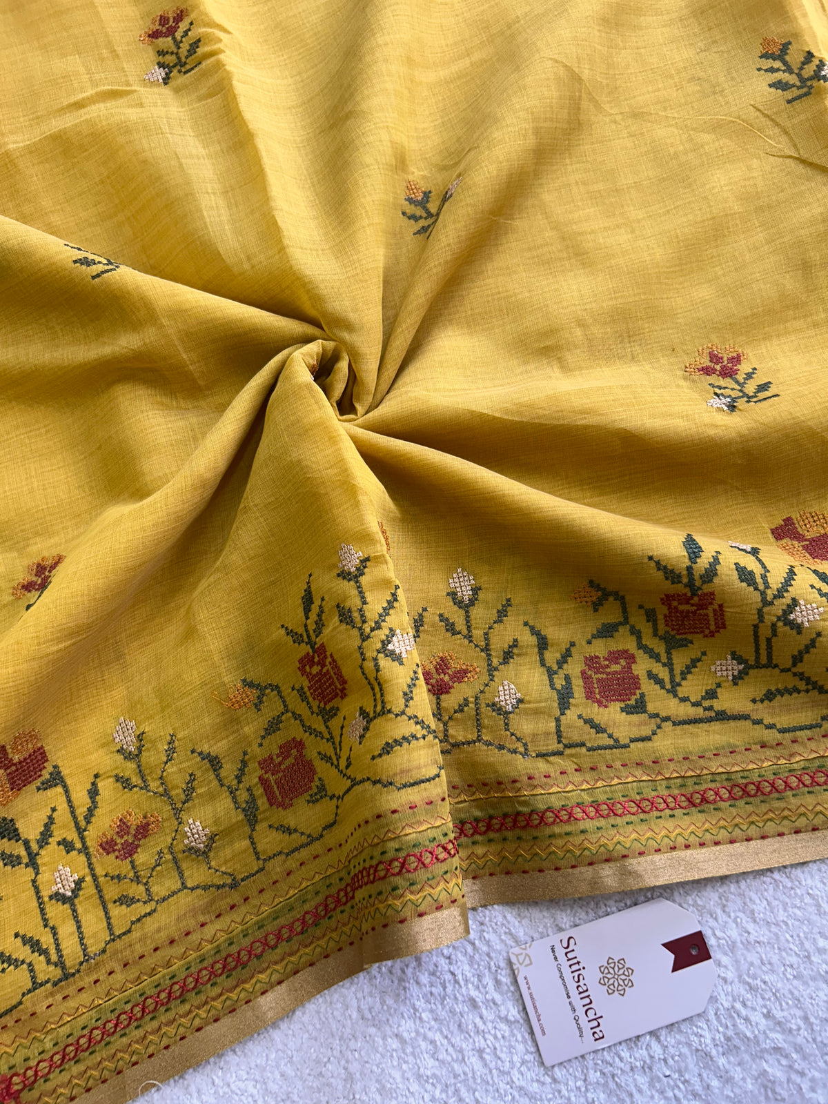 Kusuma Floral Garden Border Classic Cotton Saree