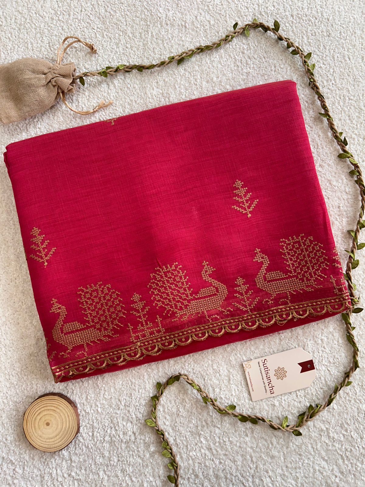 Peacock Heritage Border Classic Cotton Saree