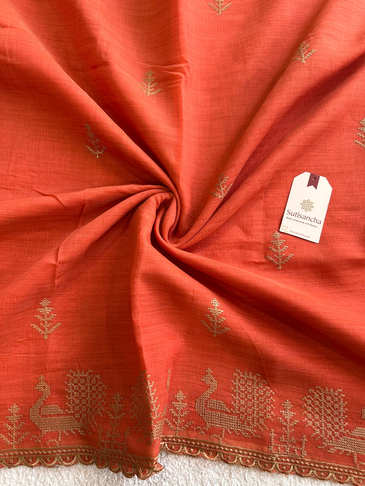 Peacock Heritage Border Classic Cotton Saree