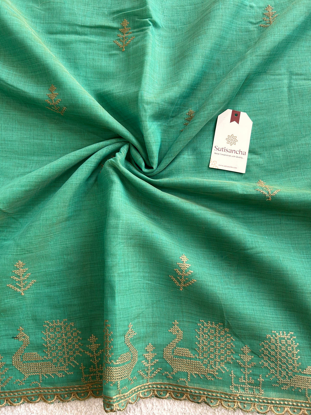Peacock Heritage Border Classic Cotton Saree