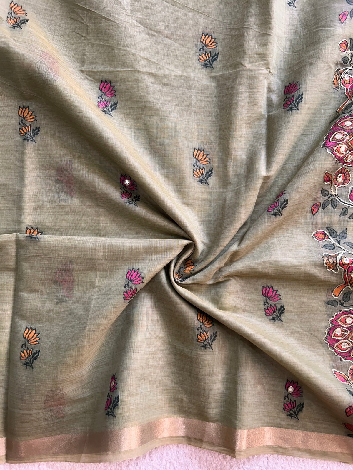Gajraani Heritage Elephant Peacock Cotton Saree
