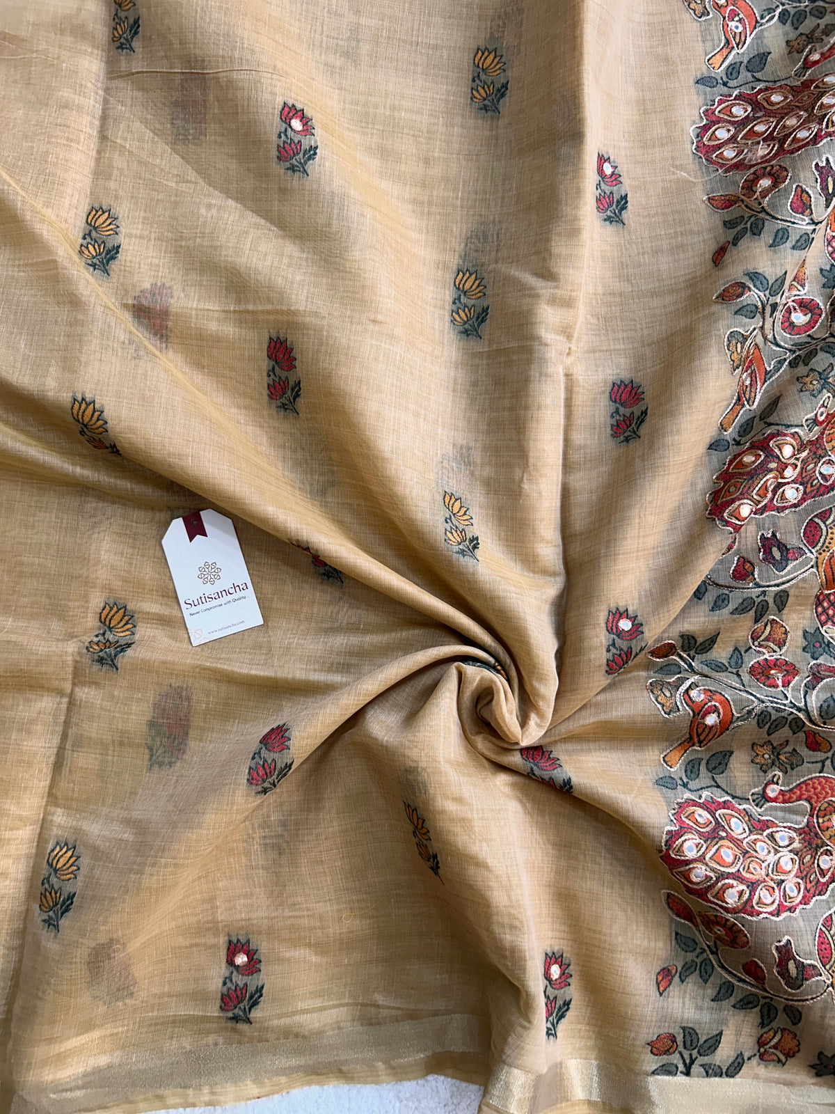 Gajraani Heritage Elephant Peacock Cotton Saree