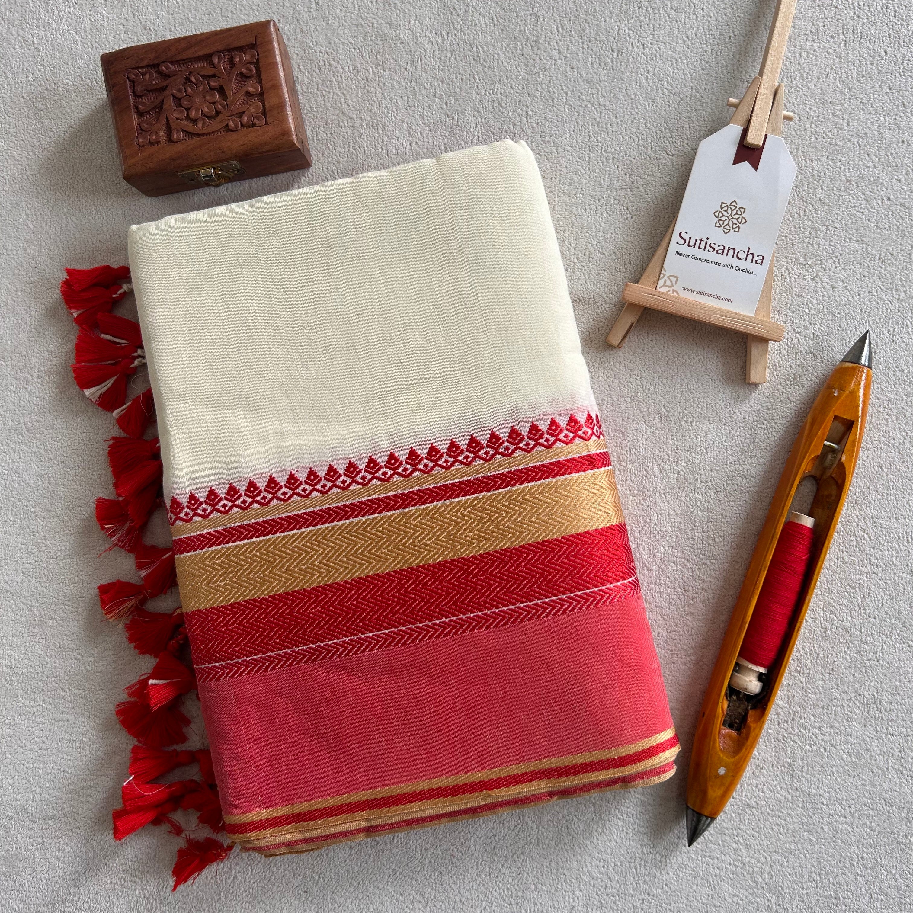 Sutisancha Handwoven Bliss Bengal Cotton Saree